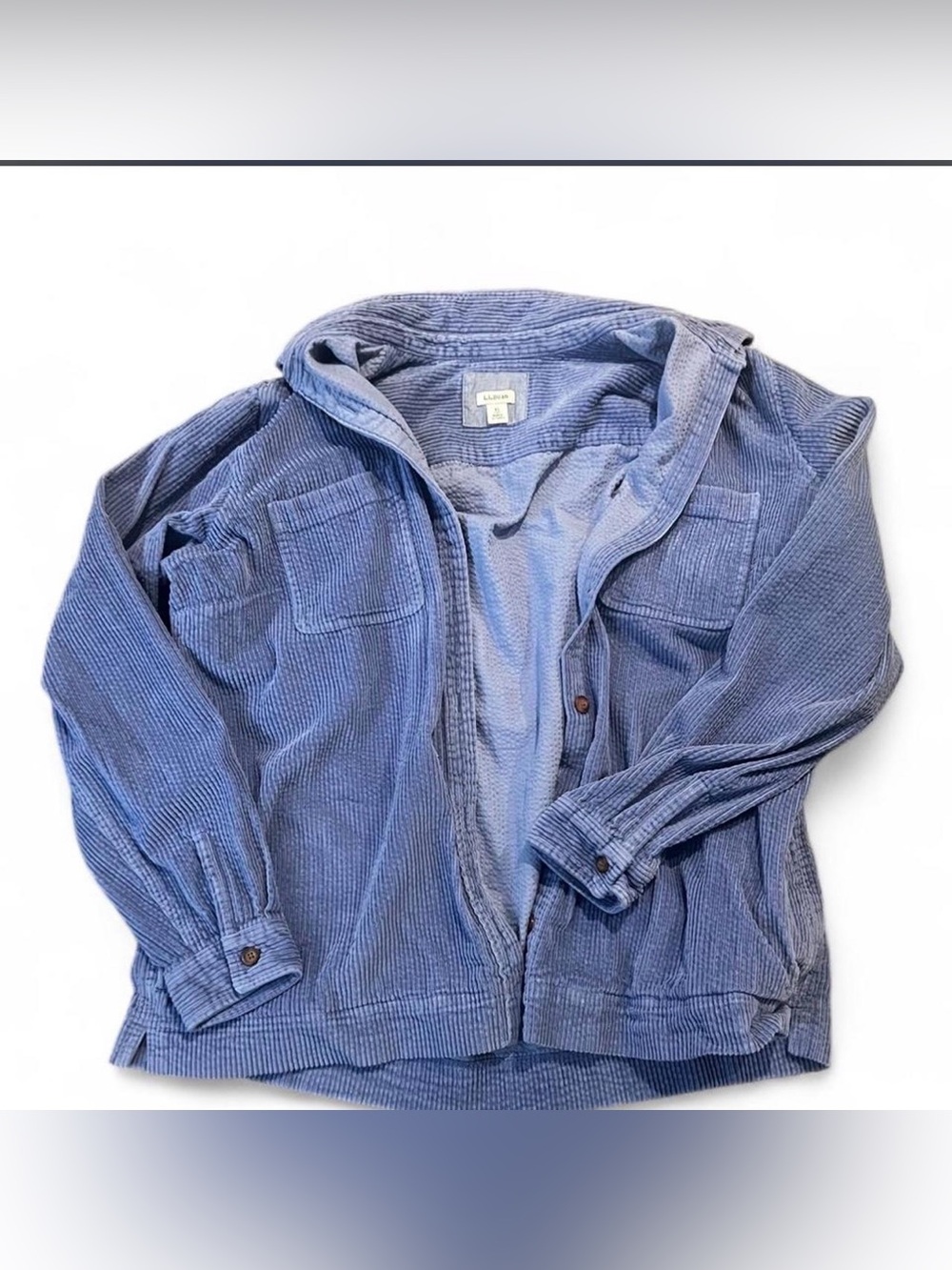 L.L. Bean Blue Corduroy Button-Up Shirt Jacket